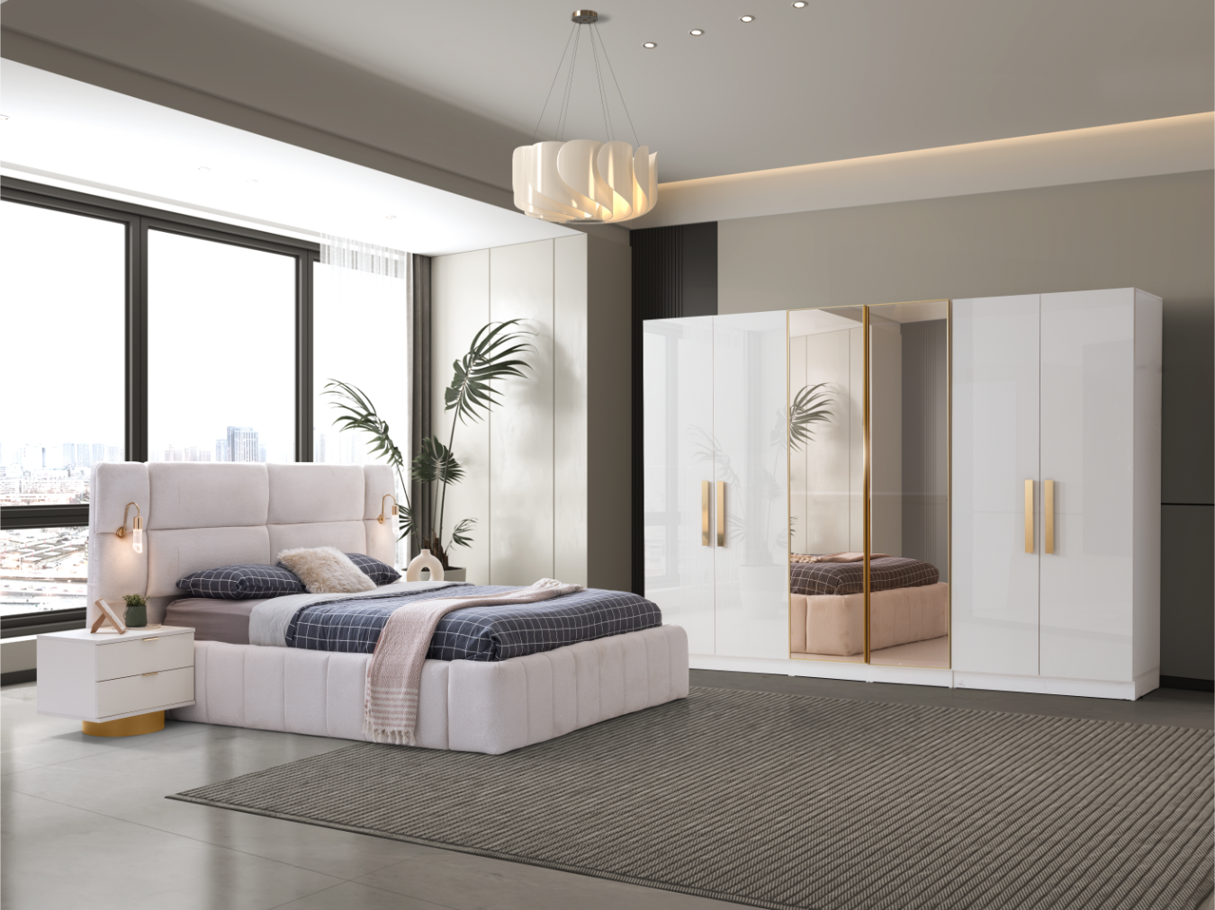 Odessa %100 MDF Modüler Yatak Odası + Baza Hediye